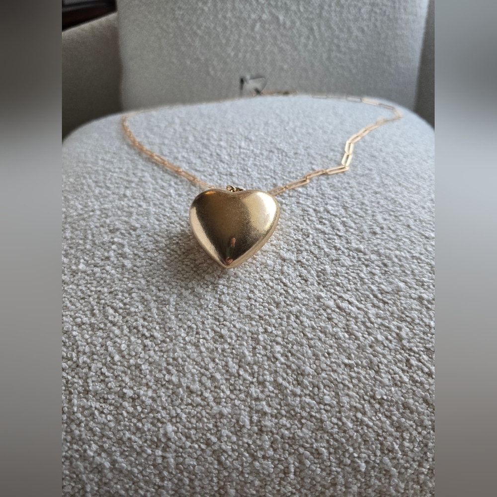 NWT! Free People, Spektor Heart Pendant Necklace, Vintage Gold - Picture 9 of 13